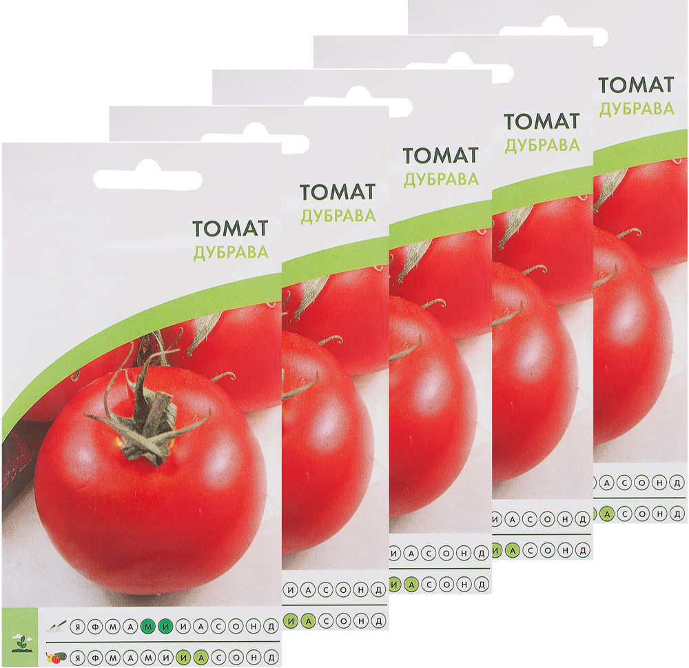 Семена Томат "Дубрава" (5 упаковок) - плоды формируются в кисти, имеют округлую форму, гладкую поверхность, #1