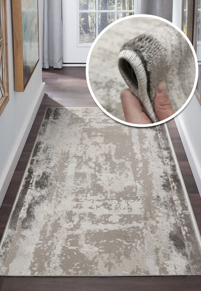 AVALON CARPET Ковровая дорожка Rimma Lux (Римма люкс) серый с рельефным ворсом, палас на пол в зал, гостиную #1