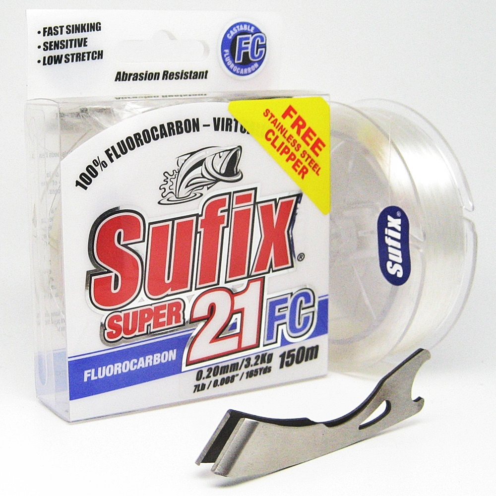 Леска SUFIX Super 21 Fluorocarbon прозрачная 150 м 0.20 мм 3,2 кг с кусачками  #1