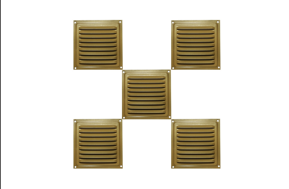 Решетка вентиляционная металлическая 100х100 золотой металлик комплект 5 шт  #1