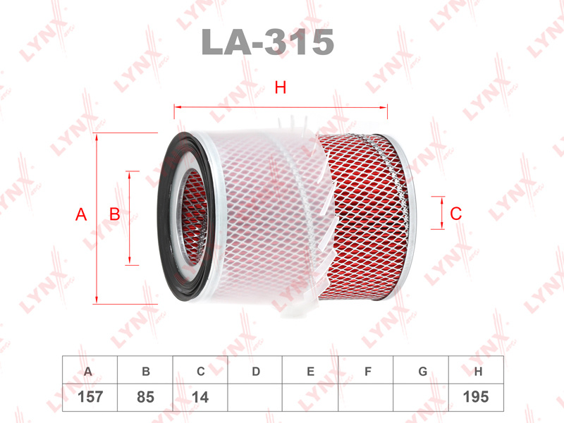 Фильтр воздушный LYNXauto LA-315. Для: MITSUBISHI Митсубиси L200 2.5D-TD 96> / Pajero(Паджеро) 2.5TD #1