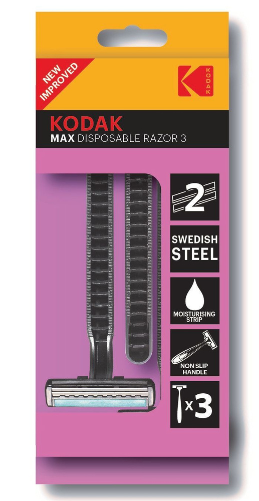 Станки для бритья одноразовые Kodak Disposable Razor Max 2, женский, 2 лезвия, розовый (3шт в упак, цена #1