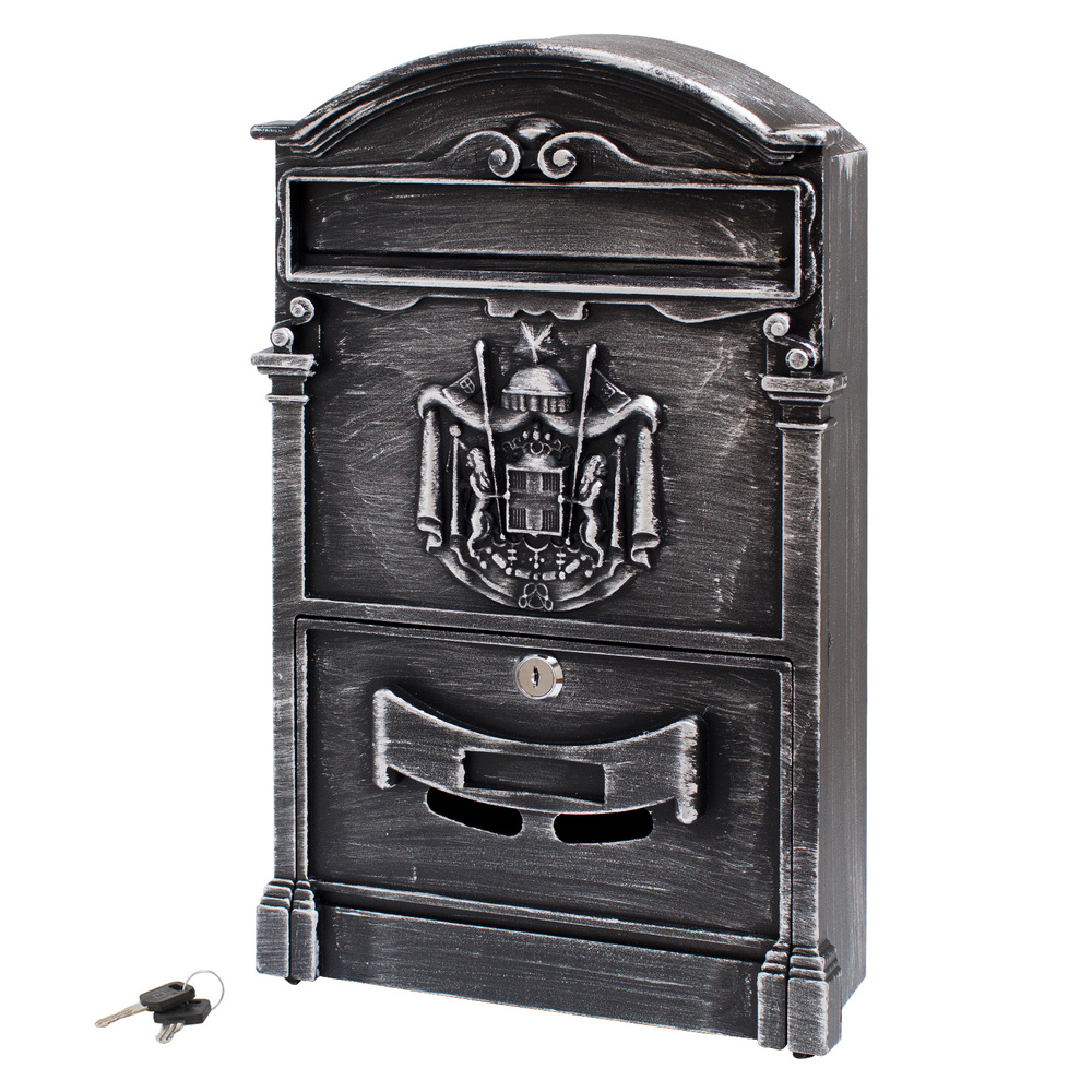 Почтовый ящик с замком уличный металлический для дома АЛЛЮР №4010B старое серебро  #1