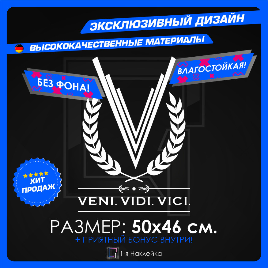 Наклейки на автомобиль тюнинг виниловая Пришел увидел победил 50х46см  #1