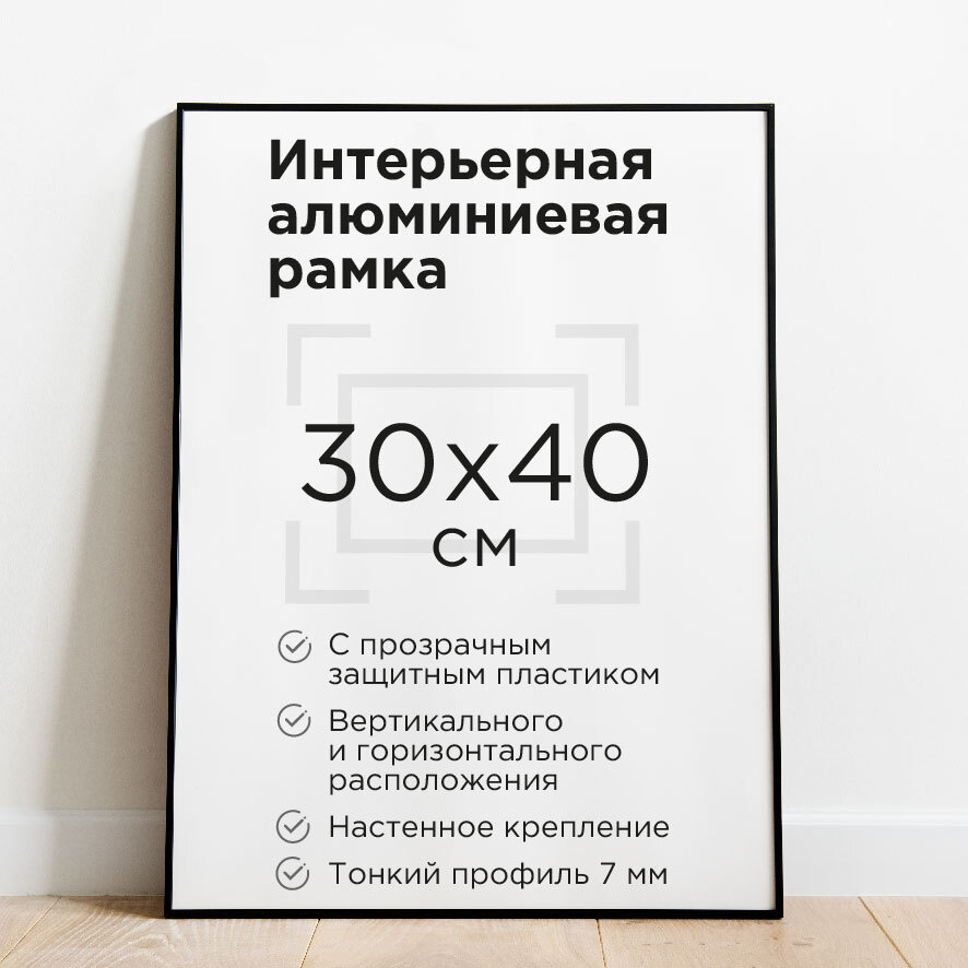 Фоторамка 30х40см, черная, рамка для постера, картины, плаката, алюминиевый профиль Нильсен, творчество #1