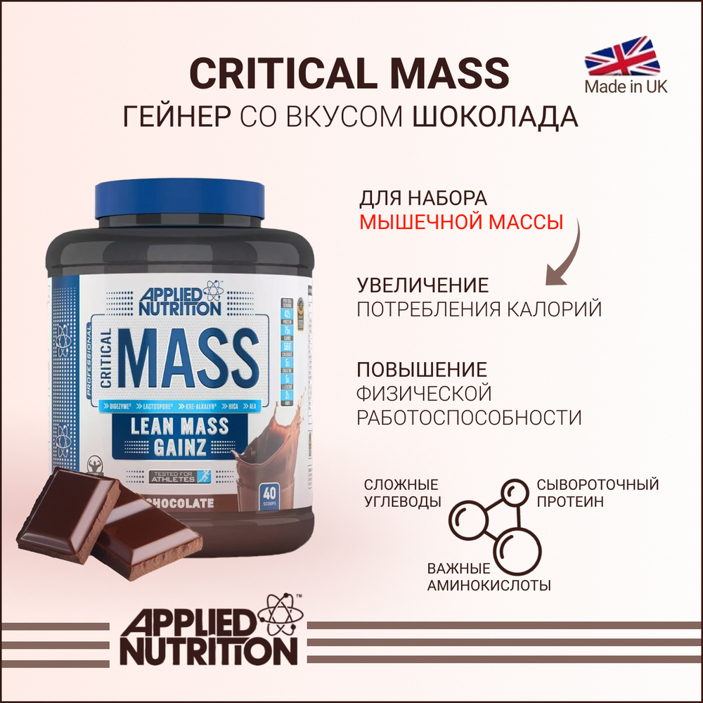 Гейнер Appilied Nutrition CRITICAL MASS PROFESSIONAL Шоколад 2400 гр #1