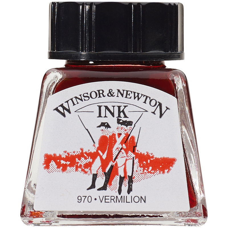 Тушь Winsor&Newton для рисования, киноварь, стекл. флакон 14мл #1