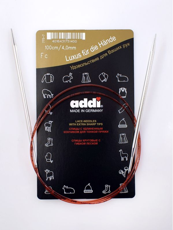 Спицы Addi №4 - 100 см для вязания круговые с удлиненным кончиком  #1