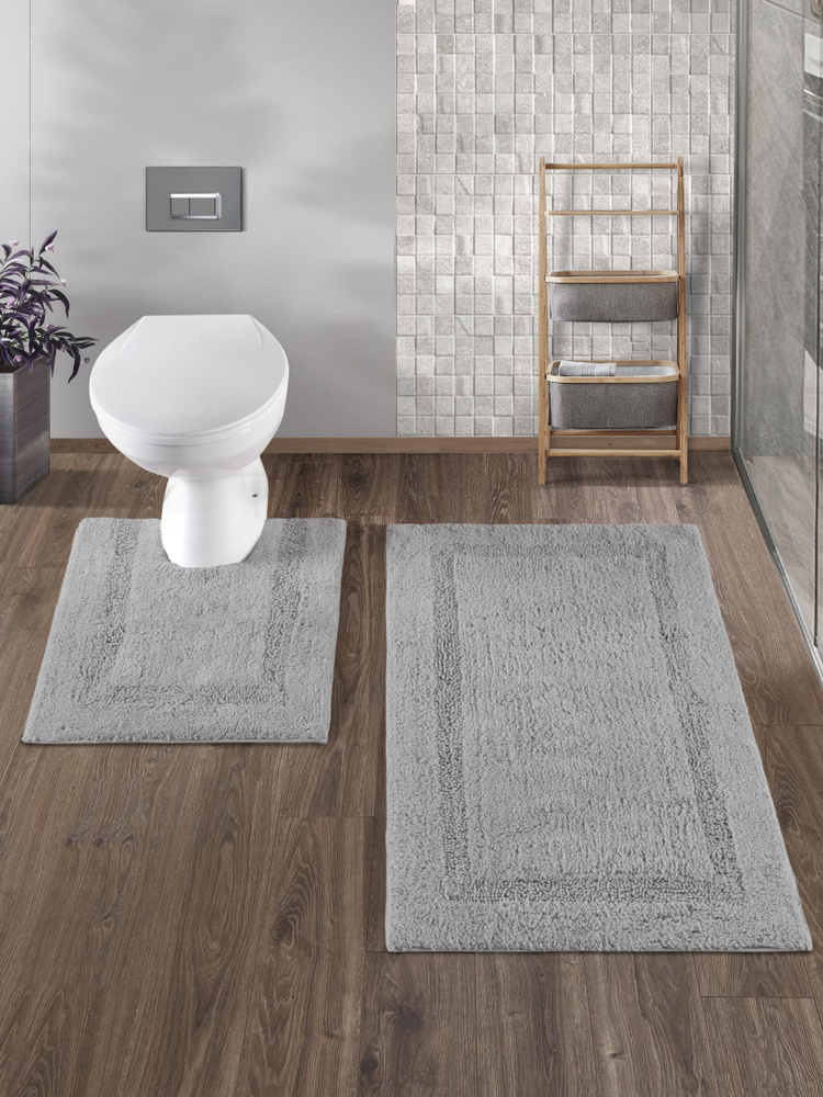 Набор ковриков KARINA светло-серый для ванной комнаты и туалета с вырезом под унитаз, 50x60+60x100 см, #1