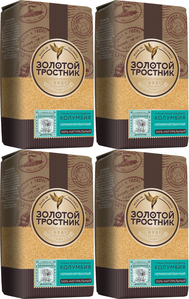 Сахар Золотой Тростник тростниковый нерафинированный, комплект: 4 упаковки по 900 г  #1