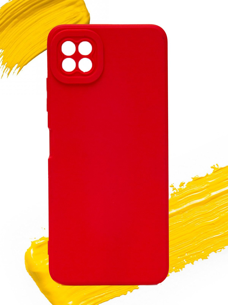 Чехол для Samsung Galaxy A22s / чехол на самсунг а22с с защитой камеры насыщенный красный  #1