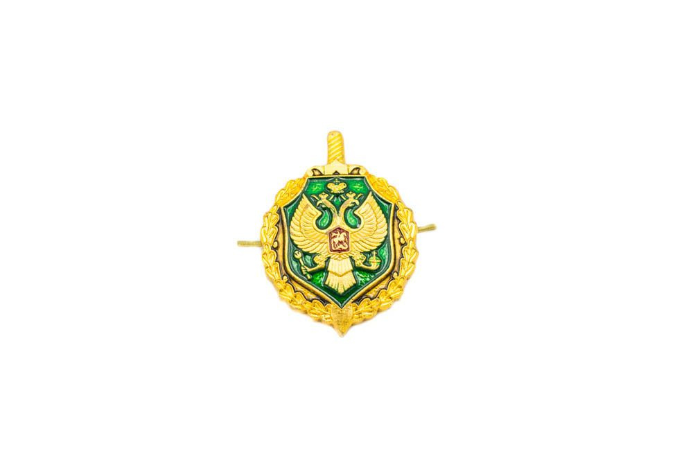 Эмблема петличная ПС ФСБ "золото" зеленая с эмалью на погоны, петлицы (4 шт.)  #1