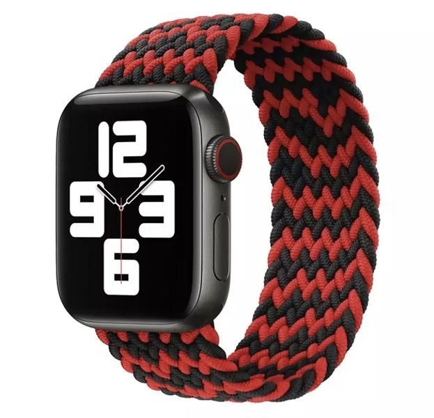 Плетёный монобраслет для Apple Watch 38/40/41 mm красный/черный (140 мм)  #1