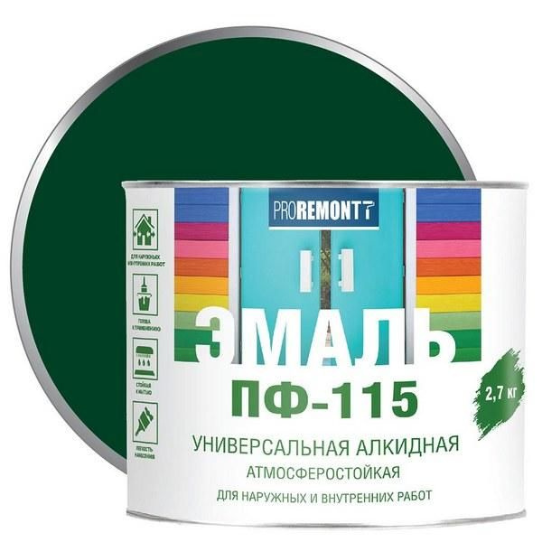 Proremontt Эмаль Гладкая, Алкидная, Глянцевое покрытие, 2.7 кг, зеленый  #1
