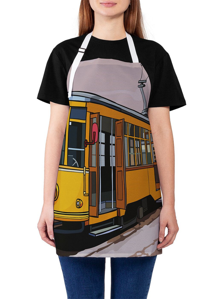Фартук кухонный JoyArty "Желтый трамвай", универсальный размер для женщин и мужчин  #1