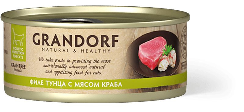 Консервированный корм Grandorf Tuna with Crab для кошек. Филе тунца с крабом. 70гр*6шт.  #1