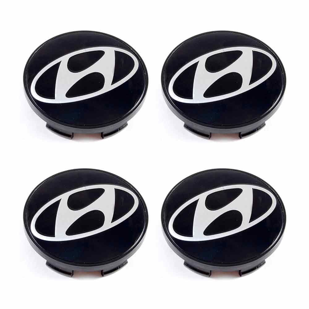 Колпачки Hyundai на диски League 59/56/10 мм - 4 шт / Заглушки ступицы Хендай для колесных дисков черный #1