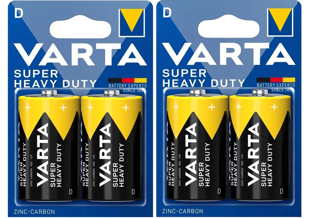 Батарейки VARTA D R20 SUPERLIFE солевые, 4 шт #1