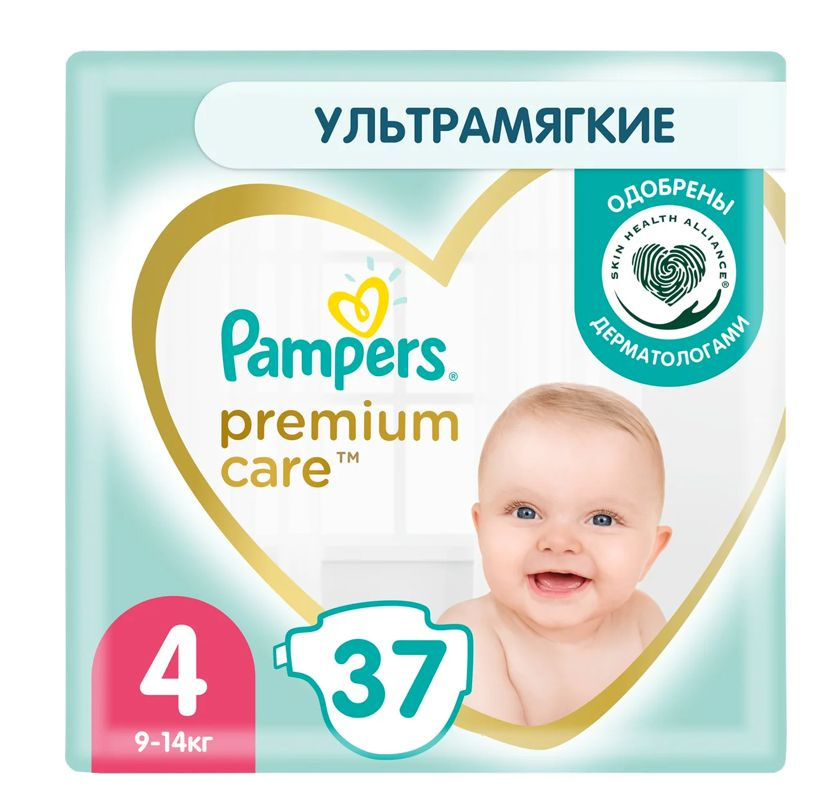 Подгузники Pampers Premium Care 9-14кг Размер 4 37шт #1