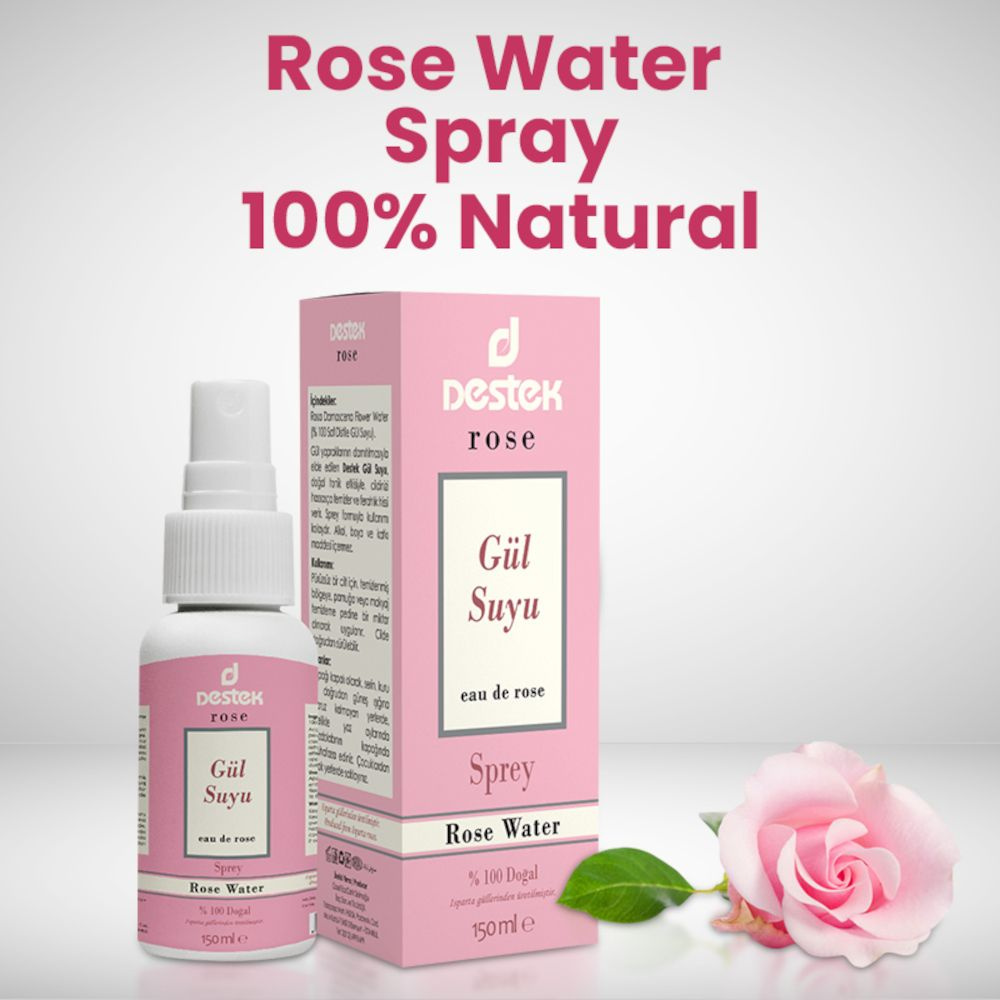 DESTEK, Розовая вода, гидролат розы из лепестков розы дамасской, 150 мл.  #1