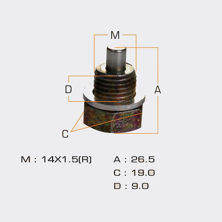 Болт маслосливной с магнитом (с шайбой) Masuma Mazda 14x1.5 mm #1