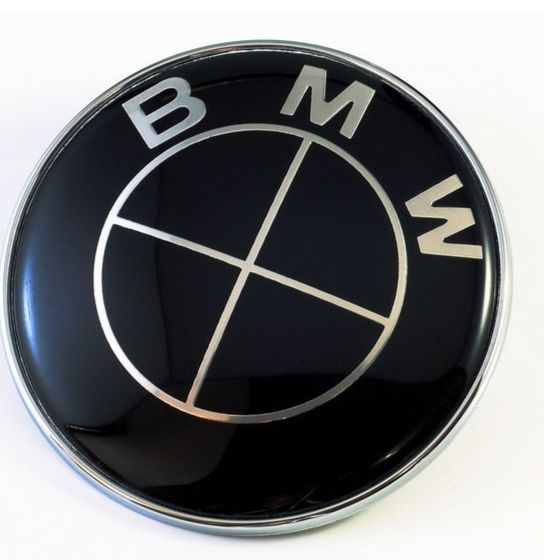 Эмблема Шильдик BMW  БМВ  на капот  цвет черный с хромом #1