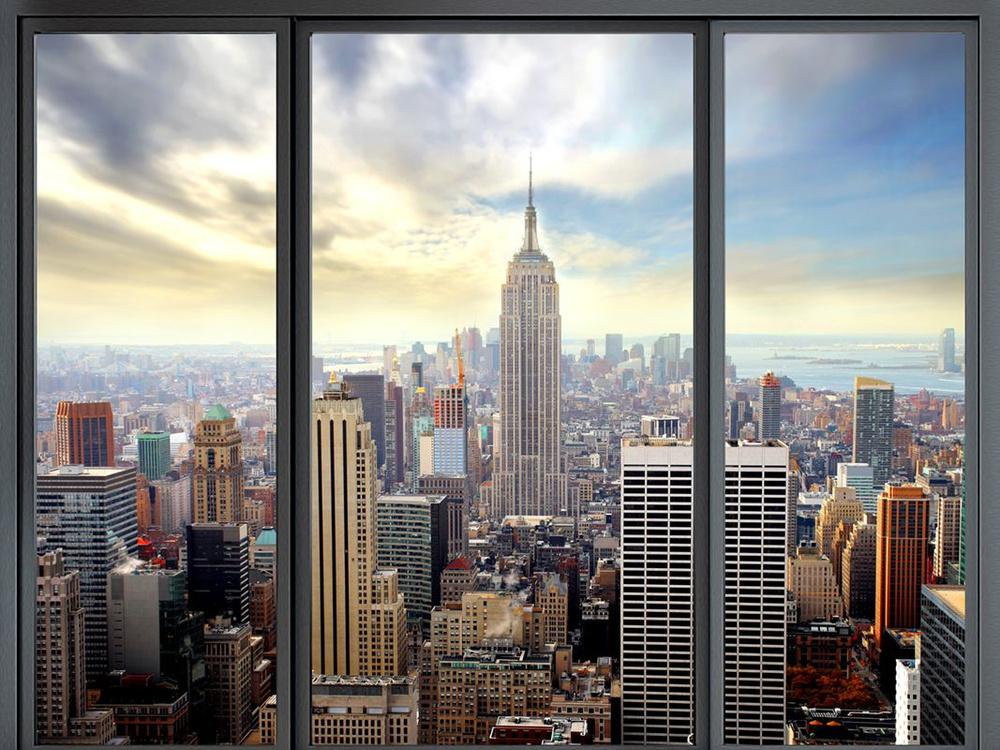 Фотообои GrandPik 10290 "Окно на Манхэттен, вид на Нью-Йорк", 200х150 см(ШхВ)  #1