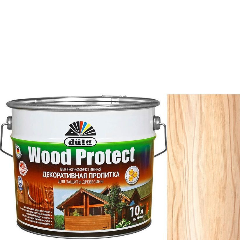 Пропитка декоративная для защиты древесины Dufa Wood Protect бесцветная 9 л.  #1