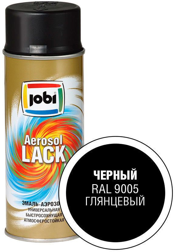 JOBI Аэрозольная краска Быстросохнущая, Глянцевое покрытие, 0.4 л, 0.4 кг, черный  #1