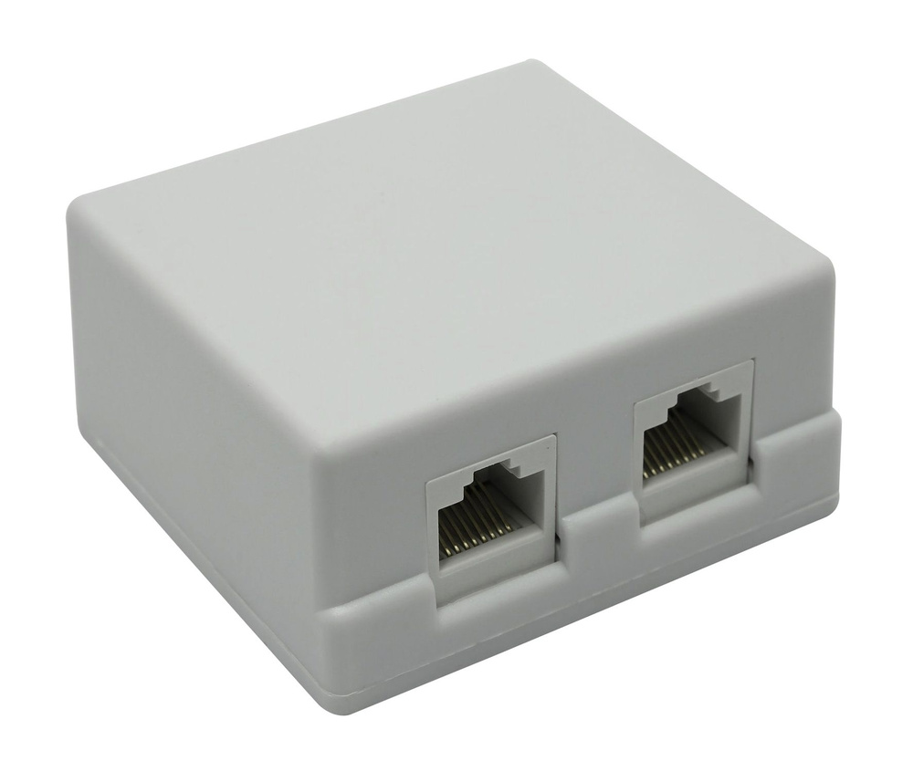 Розетка RJ45 компьютерная 5bites LY-SB02-A (8p8c), 2 порта, категория 5e, внешняя накладная для сетевого #1