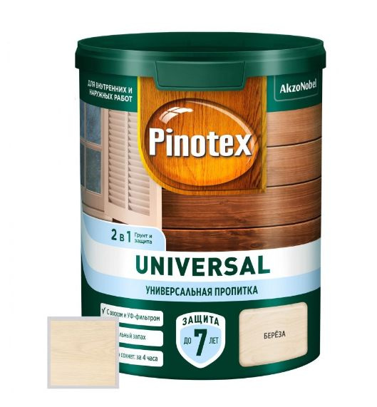 Пропитка защитная для дерева Pinotex Universal 2 в 1 берёза 0,9 л #1