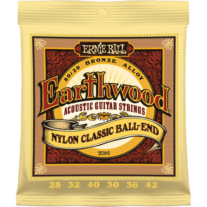 Ernie Ball 2069 Струны для классической гитары Earthwood 80/20 Folk Nylon (28-32-40-30w-36w-42w)  #1