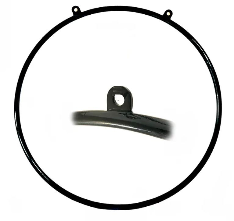 Металлическое кольцо для воздушной гимнастики. С двумя подвесами. Цвет черный. Диаметр 100 см.  #1