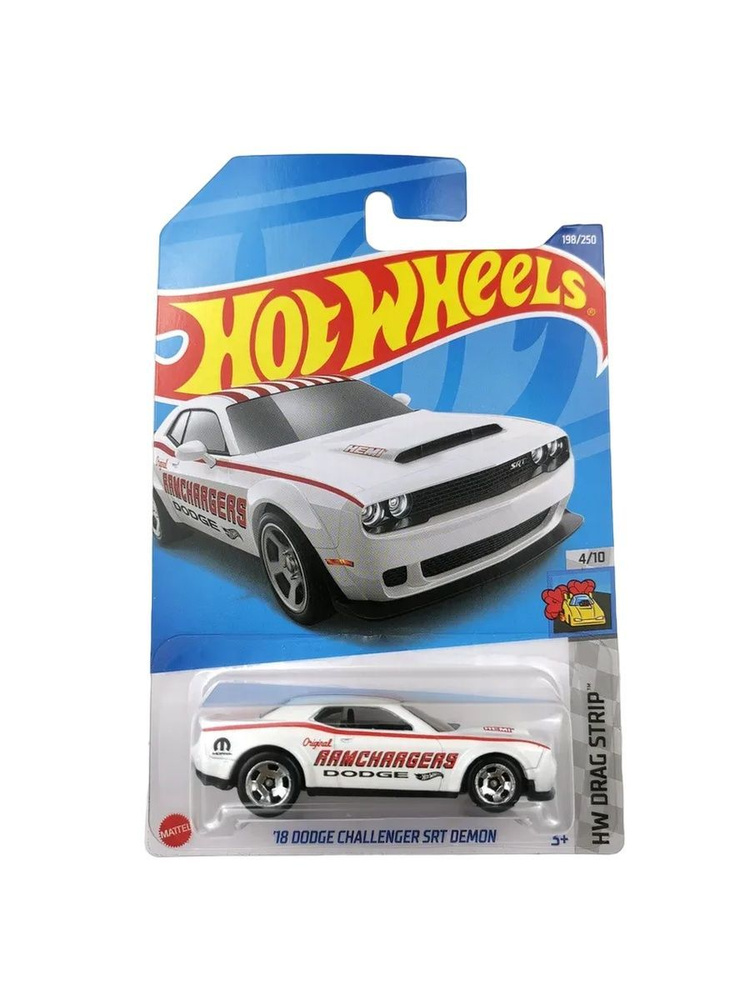 HCV31 Машинка металлическая игрушка Hot Wheels коллекционная модель 18 DODGE CHARGER SRT DEMON белый #1