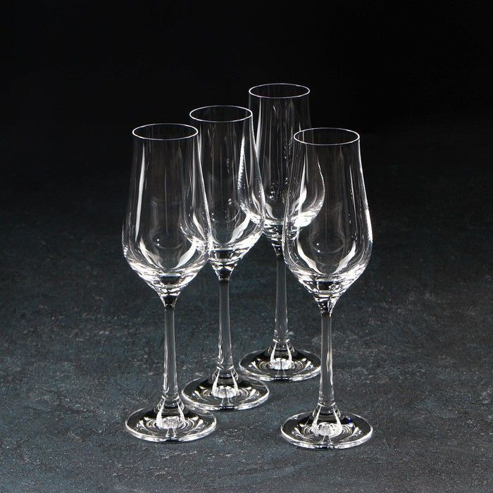 Crystal Bohemia Набор бокалов для шампанского Пралайн, 100 мл, в наборе 4 штуки  #1