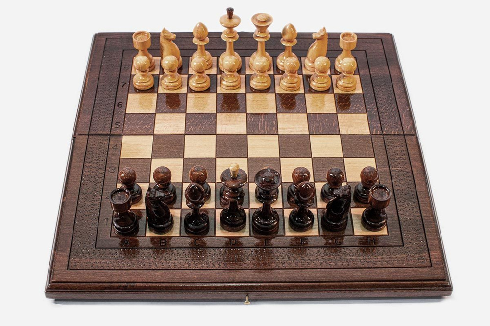 2 в 1 Резные шахматы и нарды "Выбитый по контуру без ручки" - настольные игры  #1
