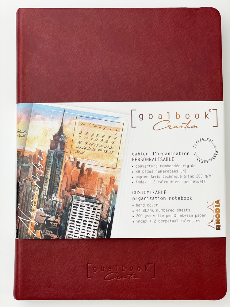 Записная книжка Rhodiarama Goalbook Creation в твердой обложке, A5, без линовки, 200 г, Burgundy Бордовый #1