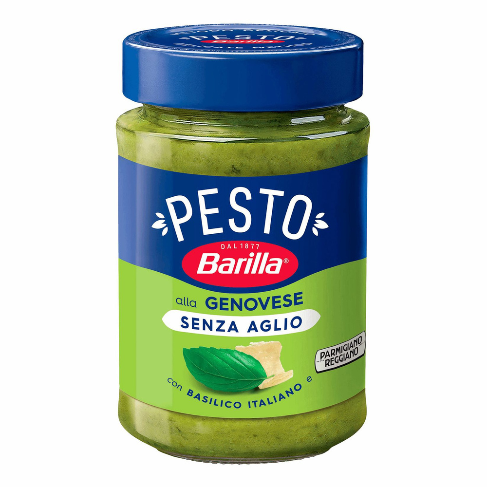 Соус Barilla Pesto Genovese senza Aglio с базиликом без чеснока 190 г, 4 штуки  #1