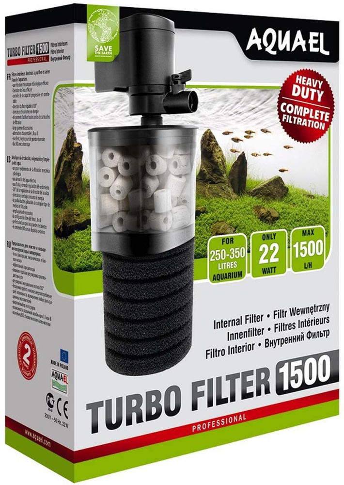 Aquael внутренний фильтр TURBO FILTER 1500, 250-350 л (1500 л ч, 22 Вт, h160 см)  #1