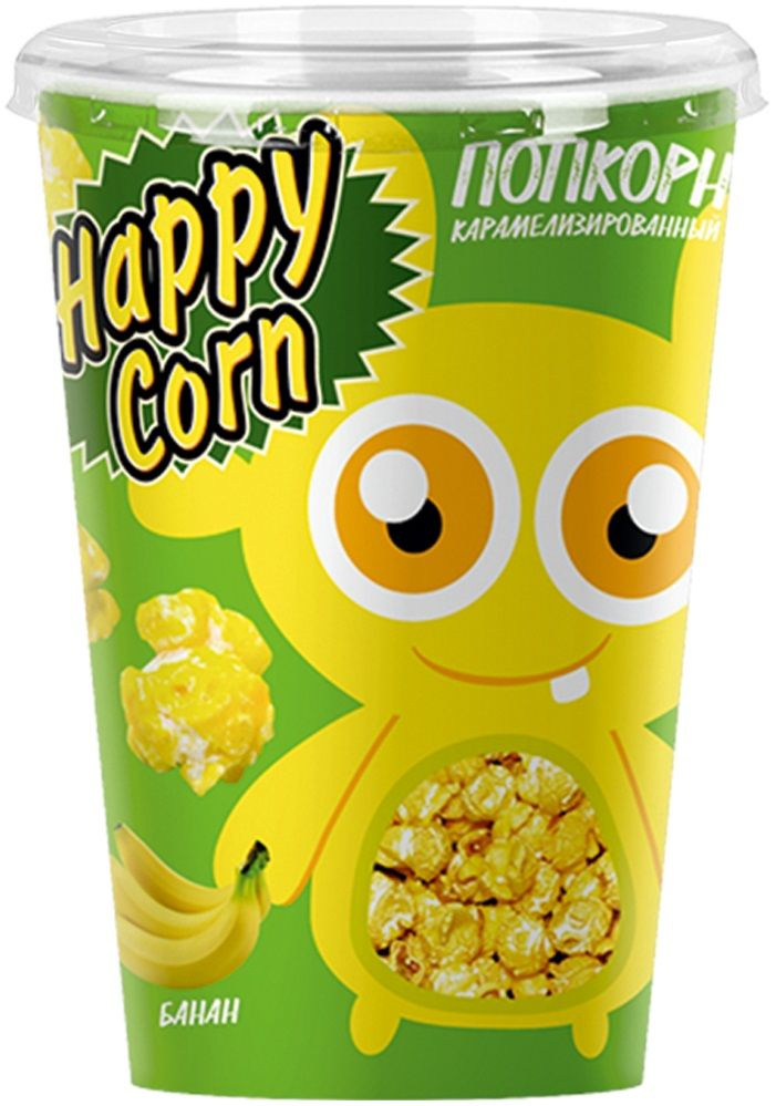 Попкорн готовый карамелизированный HAPPY CORN со вкусом Банан, 85 г  #1