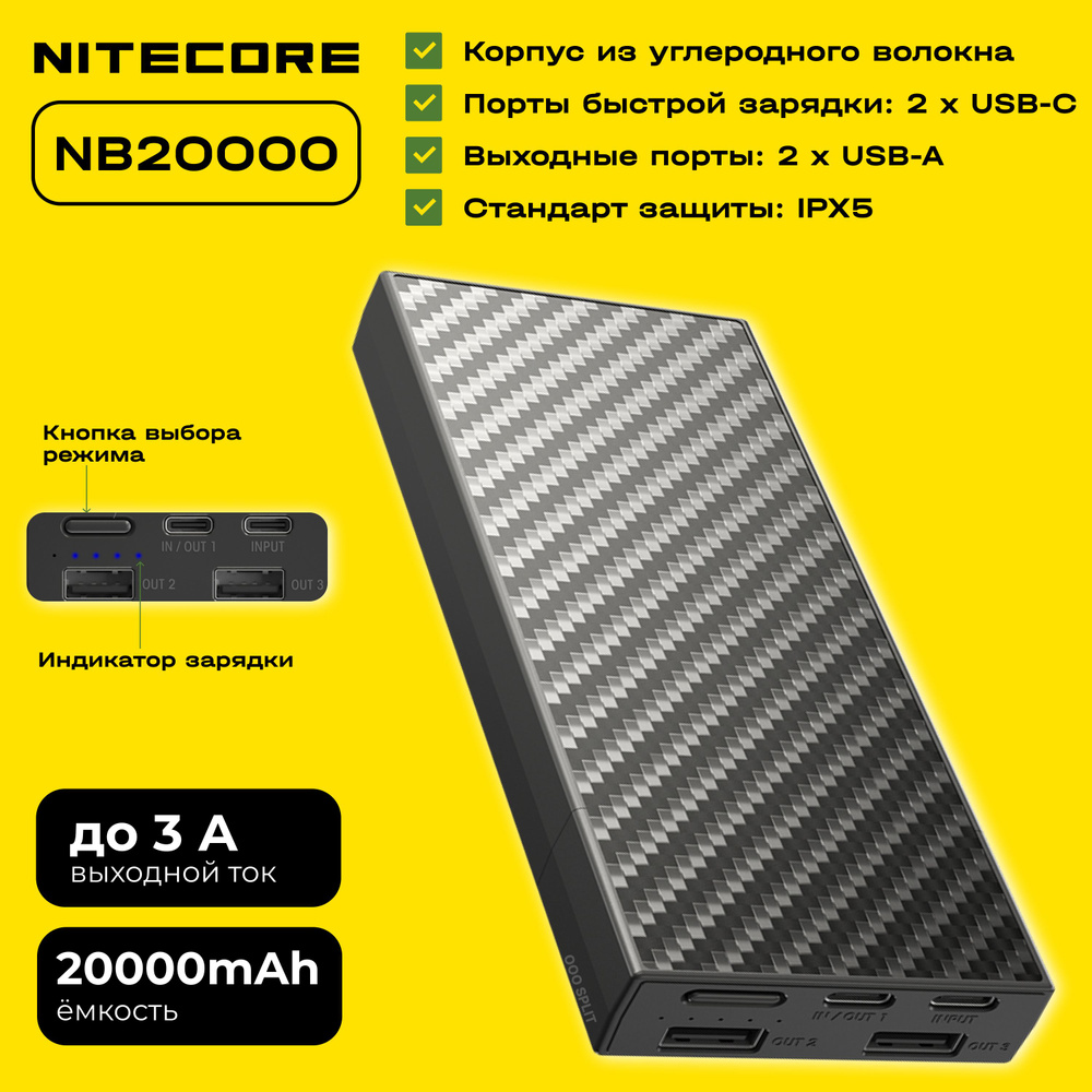 Внешний аккумулятор NITECORE NB20000 Power Bank 20000 мАч #1