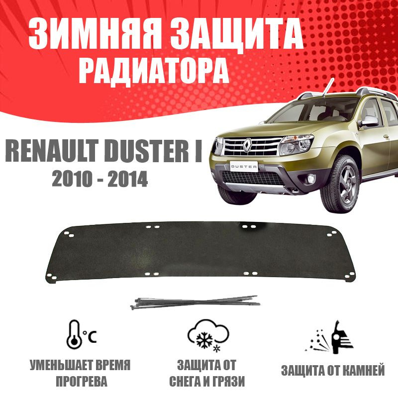 Зимняя заглушка решетки переднего бампера для автомобиля (с обвесом) Renault Duster 2010-2014 AVTuning #1