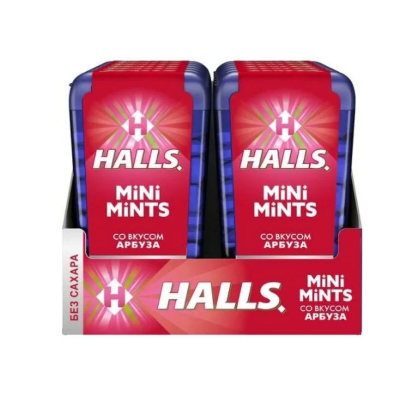 Леденцы Halls Mini Mints, со вкусом арбуза, без сахара, 12 шт по 12,5 г  #1