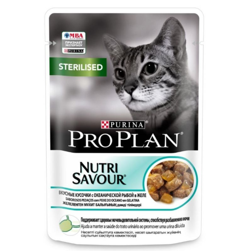 Консервированный корм для кошек Pro Plan Cat STERILISED, вкусные кусочки океанической рыбы в желе, для #1