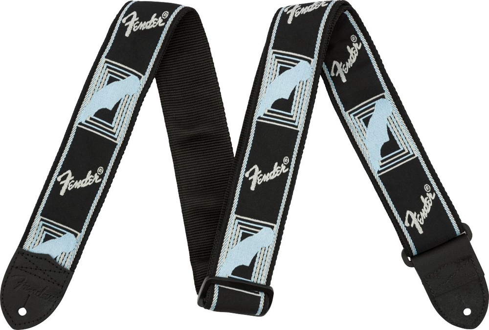 Ремень для гитары Fender 2' Monogrammed Black Light Grey Blue #1