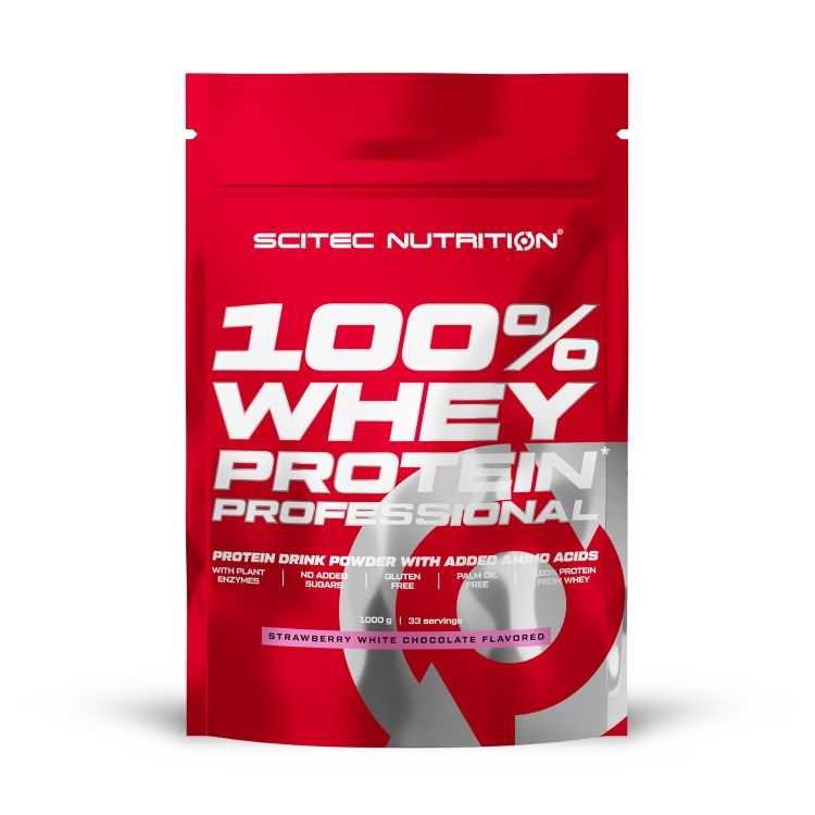 Протеин сывороточный Scitec Nutrition Whey Protein Professional, клубника-белый шоколад, порошок, 1 кг #1