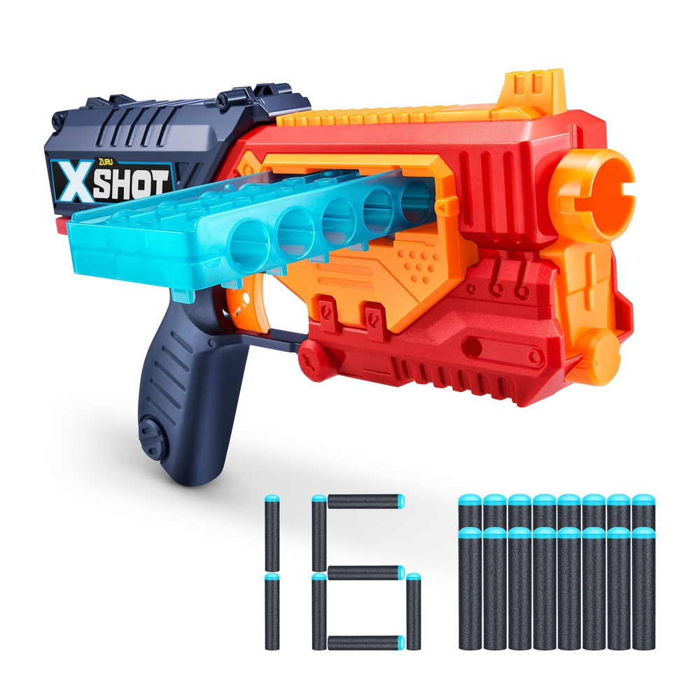 Бластер ZURU X-SHOT Квик-слайд с мягкими дротиками (16 шт.), игрушки для мальчиков, 8+ 36401  #1