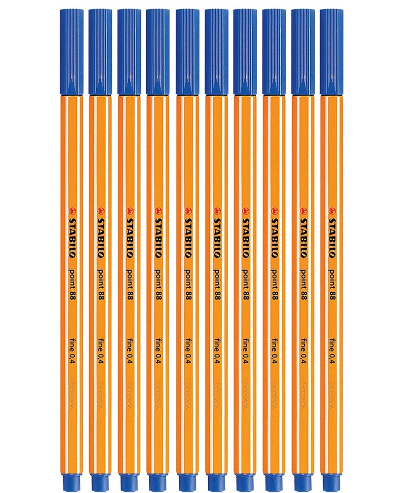 Ручка (линер) капиллярная STABILO Point 88 синяя, 10 ШТУК #1