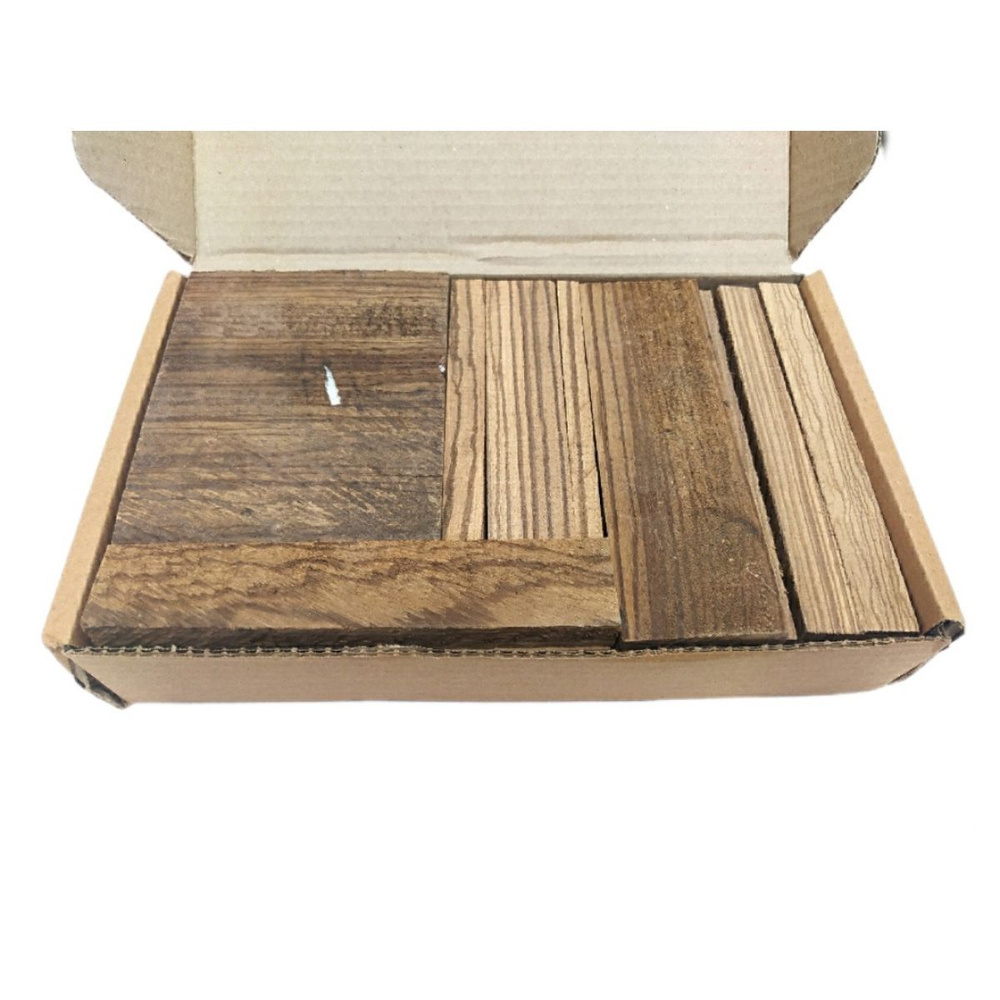 Коробка 270х165х50 обрезков Зебрано третий сорт, брусок деревянный  #1