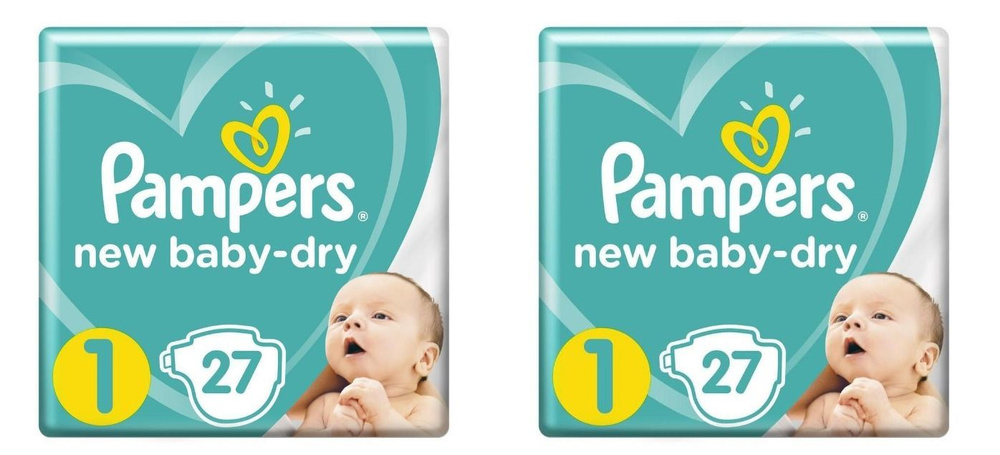 Pampers Подгузники, New Baby-Dry, 2-5 кг, 27 шт/уп, 2 уп #1